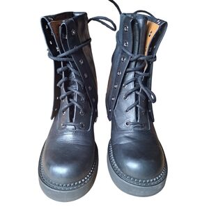 SEE BY CHLOE "Aleppo" Black Leather Combat Boots, 38